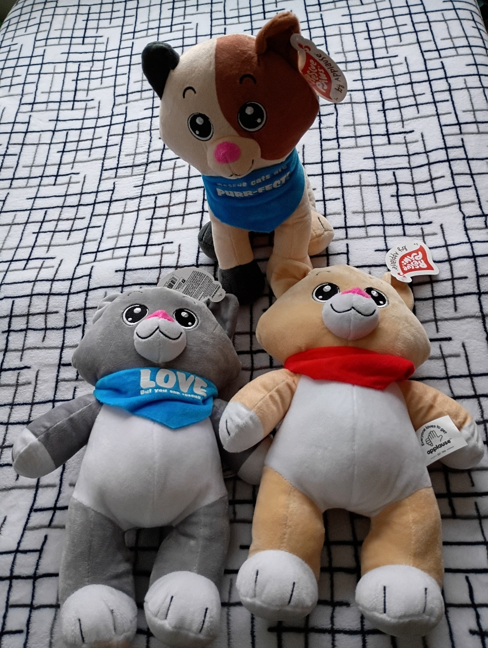 Rescue Paws 3 Plush Cat Stuffed Animals New With Tags